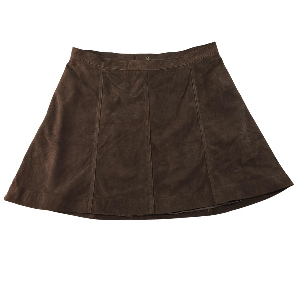 Stetson Skirt Womens M Brown A-Line Short Lined Zip Microfiber Casual‎ Paneled